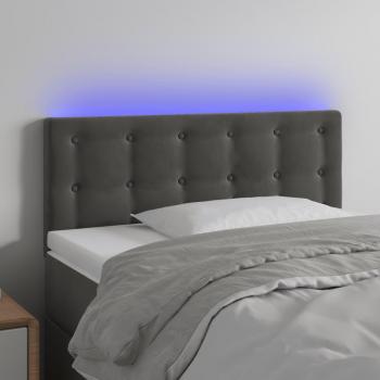 Cabecero LED gris oscuro de terciopelo 100x5x78/88 cm