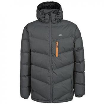 Trespass Blustery, Ash, XXL, Warm Padded Waterproof Winter Jacket with Removable Hood for Men, XX-Large / 2X-Large / 2XL, Grey