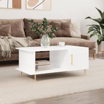 Mesa de centro vidaXL madera contrachapada 90x50x40 cm blanco brillo, negro, mesita de salón o comedor, auxiliar mesa de café