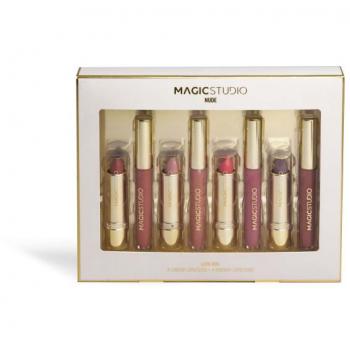Set Magic Studio Nude Lips Duos - Set de maquillaje de labios que incluye dos tonos de labial nude, fórmula hidratante, acabado mate y larga duración