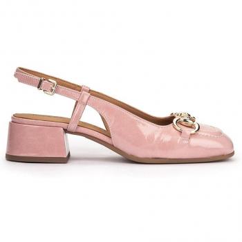 Pedro Miralles Zapatos de tacón destalonados en charol rosa modelo FONTARIOL