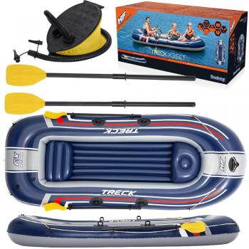Ponton Hinchable Bestway Hydro-Force Treck X3 307x126 cm, Capacidad 270 kg, Incluye 2 Remos y Bomba de Pie