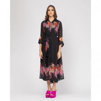 Vestido fluido de camisa larga con estampado Niza