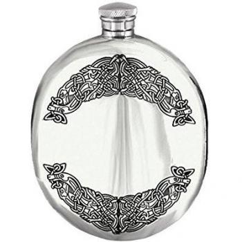English Pewter Company Celtic diseño Oval de 6 oz peltre petaca