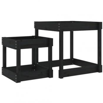 vidaXL Sand Tables 2 pcs Black Solid Wood Pine