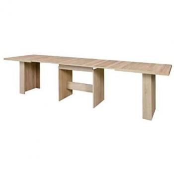 Mesa de Comedor Extensible Moderna para 6 a 12 Personas en Roble Sonoma - 140-273 x 90 cm