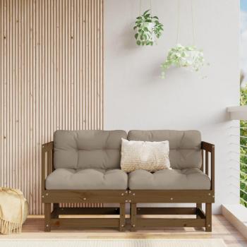 Sofá angular con cojines de 2 piezas de madera maciza de pino ámbar