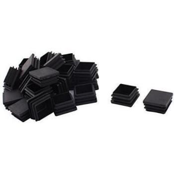 Sourcingmap-Tubos de muebles Patas de mesa, base plana de plástico tubo cuadrado Insertos de tubo Tapas 35mm x 35mm 30pcs Negro