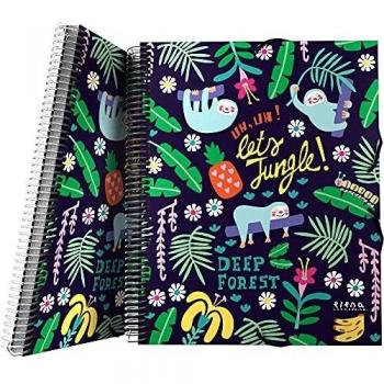 Grafoplas 39822435. Carpeta de Fundas A4 con Espiral, Colección Elena Corredoira, Jungle, Tapas Polipropileno Rígido, Cierre Gomas Elásticas, 30 Fundas Transparentes, Incluye Sobre con Cierre Textil