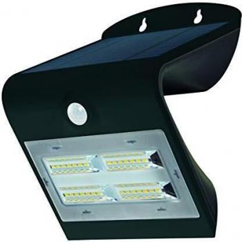 Luceco Aplique de Pared Solares 400 Lumen, Lámpara Negro con Sensor de Movimiento, iluminación Solar para Exterior, Jardin, Terraza, Patio