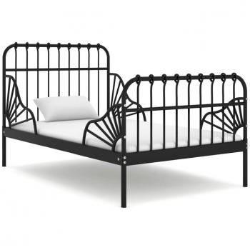Cama extensible metálica negra 80x130/200 cm