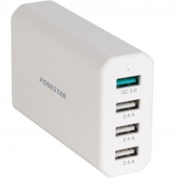 Cargador de pared Fonestar USBPower-4D 40W 4 puertos USB con carga rápida blanco