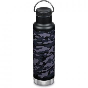 Botella térmica Klean Kanteen Insulated Classic 20oz (592 ml) con tapón Loop Cap color negro gris