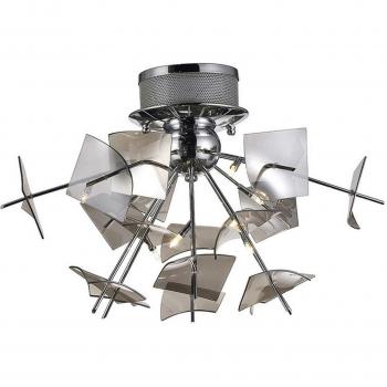 Lámpara de techo Meridan 6 Bulbs G4 cromo pulido y vidrio ahumado