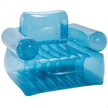 Sillón Hinchable Intex Transparente Azul con Reposabrazos 109x107x79cm Capacidad 1 Persona Peso Máximo 100kg Portátil Fácil de Inflar y Almacenar