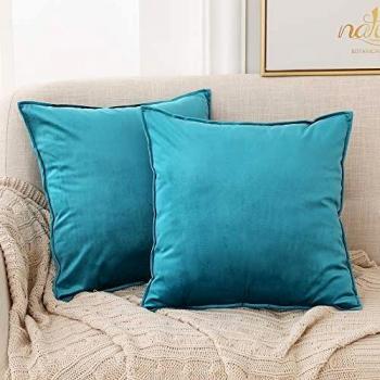 Deconovo Fundas para Cojines de Almohada del Sofá Cubierta Suave Decorativa Protector para Hogar 55 x 55 cm 2 Piezas Turquesa