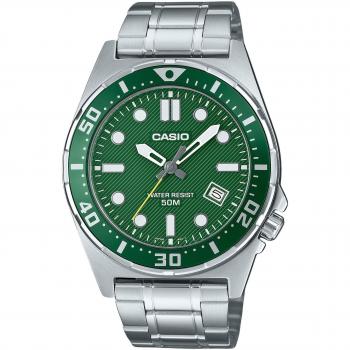 Casio Men's Green Dial Stainless Steel Quartz Watch MTD-135D-3AV