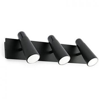 Aplique de pared negro orientable 3 luces Lao