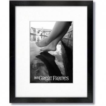 SET of 3 - 11x14 Black Wood Picture Frames and Glass with Single White Mats for 8x10. by Gallery Black