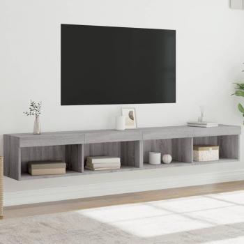 Mueble de TV con luces LED 2 uds, color gris Sonoma, dimensiones 100x30x30 cm, incluye dos unidades