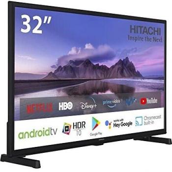 Hitachi 32HAE2351, 32, HDR, Android Smart TV, Google Play, Chromecast integrado, comp. Google Assistant. Bluetooth, Tuner satélite.
