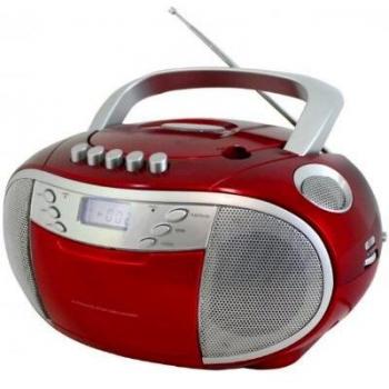 Radio portátil Soundmaster SCD6900RO, reproductor de CD, AM/FM, cassette, color rojo