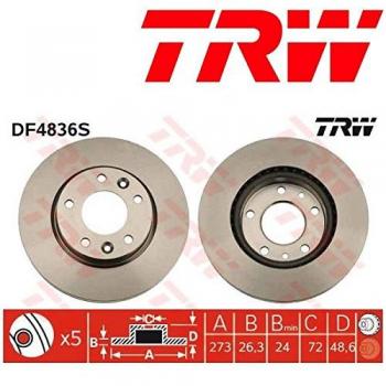 Disco de freno TRW DF4836S, ventilado, 1 pieza, frontal