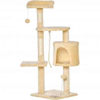 Árbol para gatos PawHut con plataformas, casetas y bolas de juego