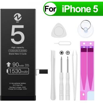 ZMNT Batería para iPhone 5 1530 mAh, Reemplazo con una Mayor Capacidad Que Otras baterías, Herramientas Completas de reparación Profesional, Instrucción, 1 año de Garantía