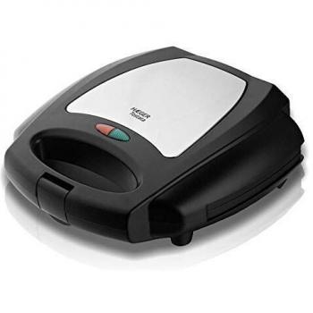 HAEGER TOSTATA - Sandwichera con 750W de potencia - exterior en INOX, placas para plancha grill, antiadherentes, tapa con bloqueo y apagado automático, protección contra sobrecalentamiento