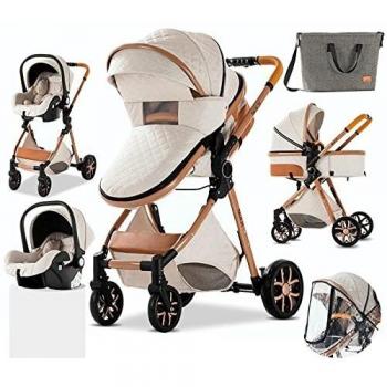 Sillas de paseo Cochecito de bebé 3 en 1 Triciclo Baby Walker Cochecito de alto paisaje Cochecitos plegables Carrito de bebé para bebé 0-36 meses