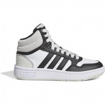 Zapatillas adidas Hoops 3.0 Mid infantiles gris oscuro con detalles en negro y blanco