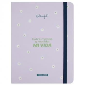 Agenda Anual 2025 Semanal Mr. Wonderful - Entre Movida y Movida: Mi Vida - Dimensiones 22x17x2 Cms, incluye 8 hojas de pegatinas y bloc de notas adhesivas con formas
