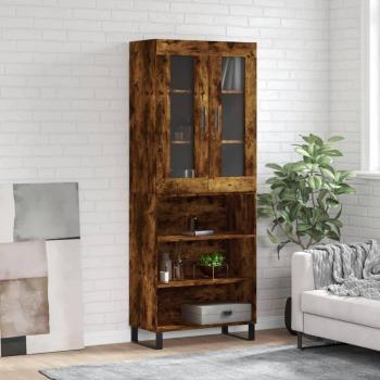 Aparador alto de madera contrachapada en roble ahumado 69,5x34x180 cm