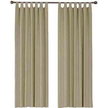 Amazon Brand - Umi Cortinas Modernas Aislamiento Termico de Salon para Ventanas Dormitorio Moderno con Trabillas 2 Piezas 140 x 260 cm Beige Oscuro