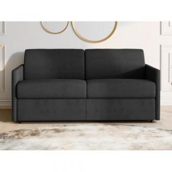 Sofá Cama Italiano 4 Plazas de Tela Gris CALIFE - Cama 160 cm - Colchón 14 cm