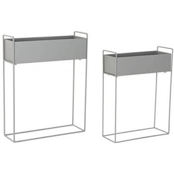 Set de Macetas DKD Home Decor Gris Metal Loft 57 x 20 x 74 cm Estándar