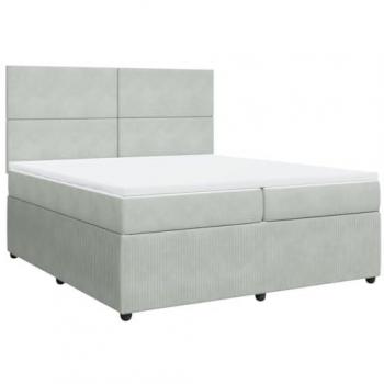 Cama box spring con colchón terciopelo gris claro 200x200 cm