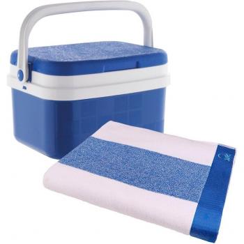 Nevera portátil 10L azul con toalla de playa 90x160cm 450g/m² algodón terry azul