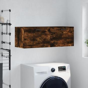 Armario de pared madera ingeniería roble ahumado 100x36,5x35 cm Marrón