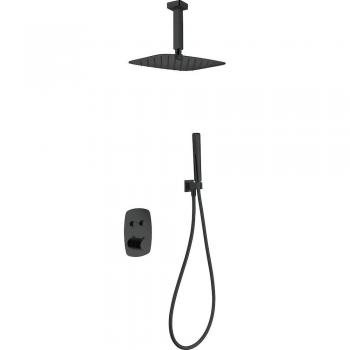 Conjunto de ducha empotrado termostático negro mate Feroe Imex