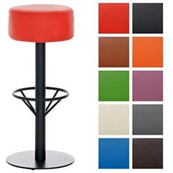 CLP Taburete de bar en metal-negro PISA B76, redondo rojo