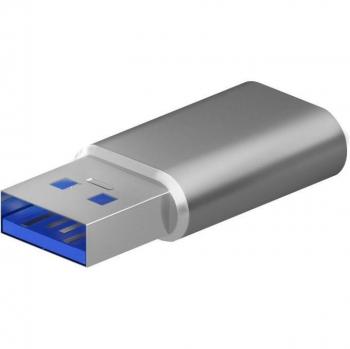 Aisens A108-0677 Mini Adaptador USB 3.2 Gen2 Tipo-C Hembra a USB Macho 3A Gris