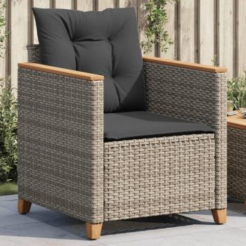 Grey Poly Rattan Garden Chair with Cushions