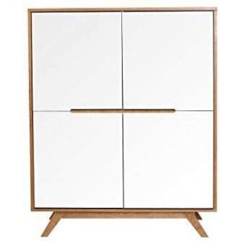 Aparador de madera natural y blanca Helia con 4 puertas
