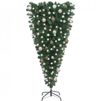 Upside-down Pre-lit Artificial Christmas Tree with Ornaments 150 cm