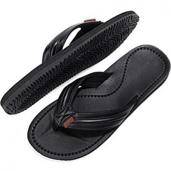 ARRIGO BELLO Flip Flops Hombre Chanclas Cuero Sandalias Verano Antideslizante Piscina Playa Interior Talla 41-46