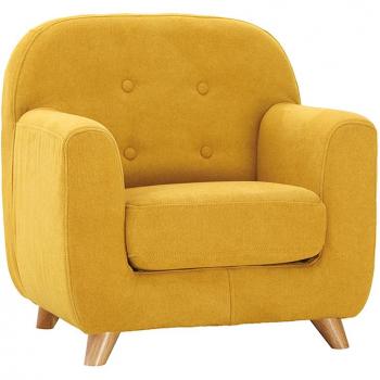 Sillón para niños nórdico tejido efecto aterciopelado amarillo mostaza NORKID