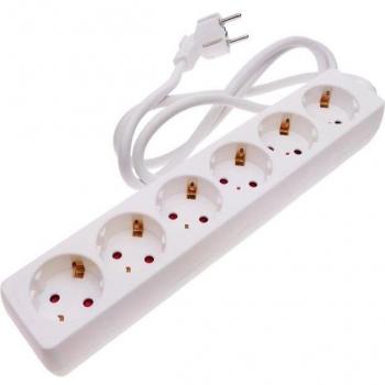 Regleta de enchufes 6 schuko 16A 230V blanca con cable de 3m - BeMatik