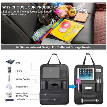 Protector Asiento Coche, 2Pcs Protector de Asiento Organizador Coche Kick Mats, Funda Protección para Asientos Trasero de Coche Back con Soporte de iPad de Coche Bebe
